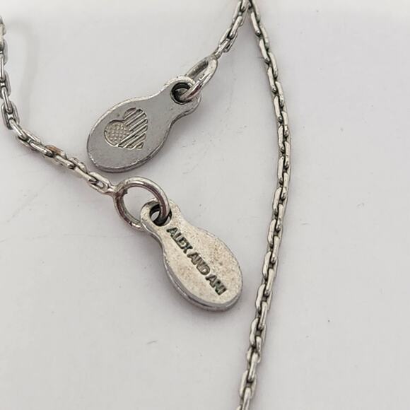 Alex and Ani Anchor Pendant Chain Necklace Silver Tone Adjustable Blue Crystal - Picture 4 of 5